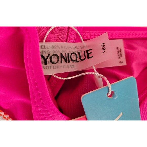 Yonique Womens Plus Size 16W Two-Piece Bikini High-Waisted Swimsuit Zigzag Sexy - Picture 8 of 11